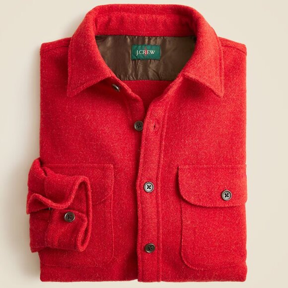 NWT J Crew 100% Brushed Wool Overshirt in Shetland Red - Picture 1 of 5